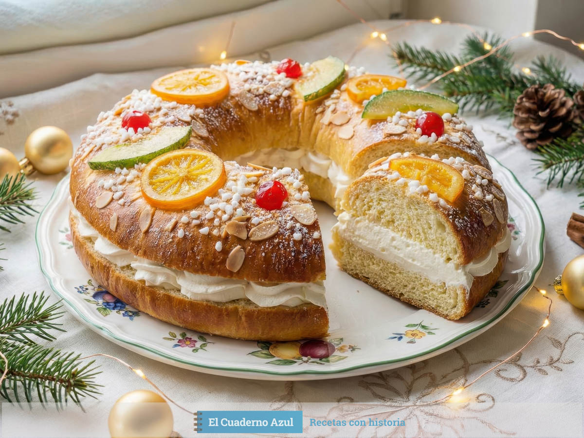 Roscón de Reyes casero con nata: La receta definitiva paso a paso.