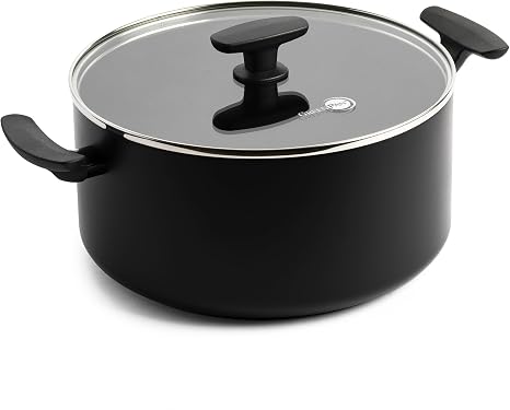 Cacerola negra GreenPan SmartShape de 24 cm con tapa de cristal